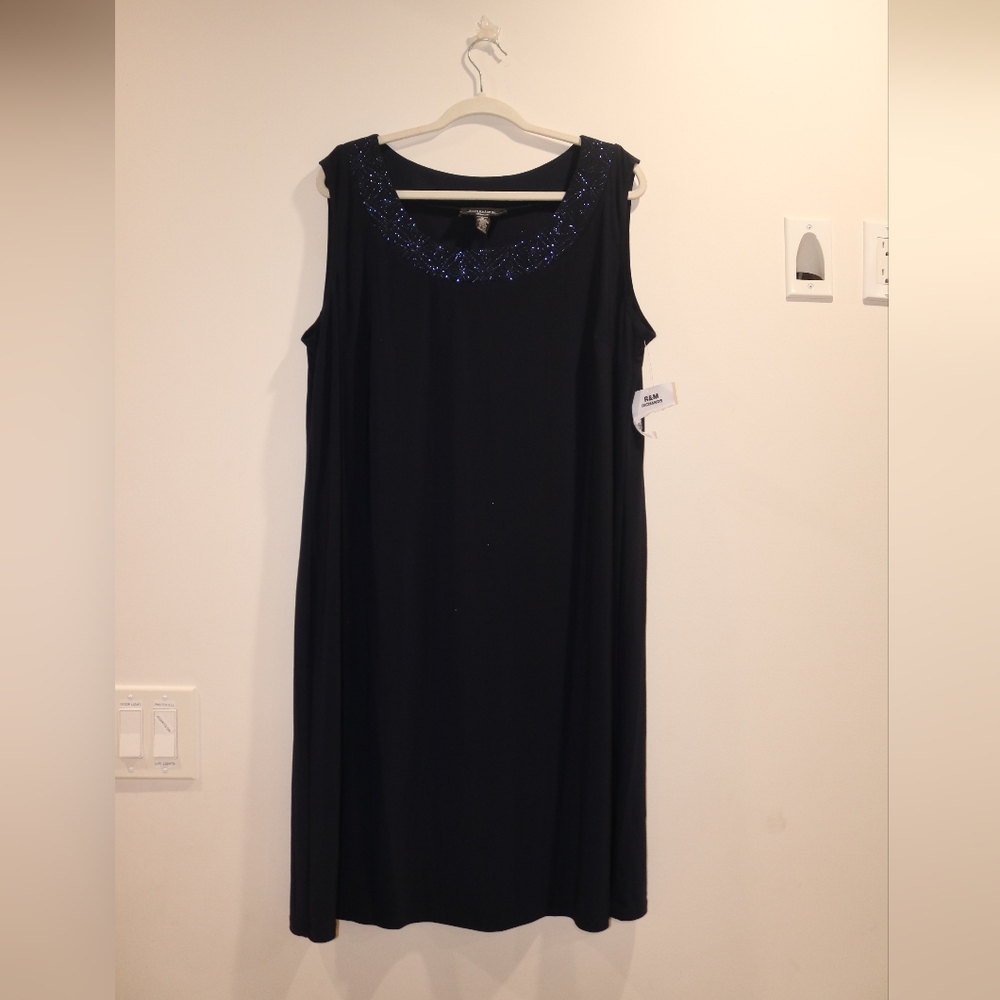 R&M Richards Dress, Navy, Plus Size 1X - Picture 2 of 9